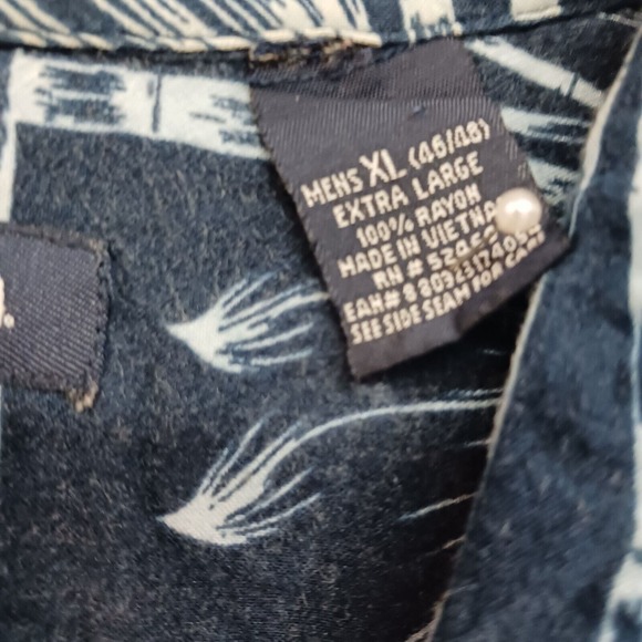 Puritan Mens‎ Size XL Blue Short Sleeve Floral Hawaiian Button Down Shirt - Picture 3 of 8